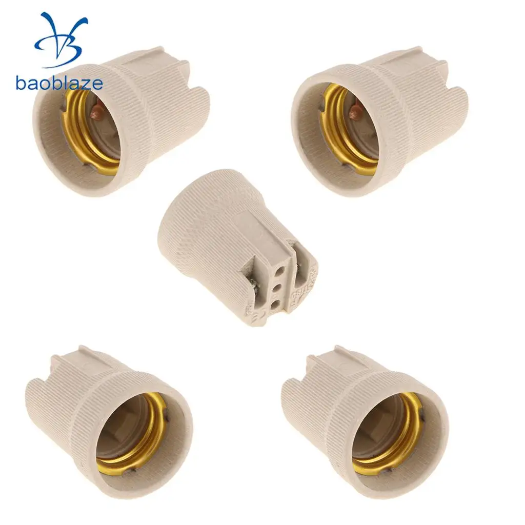 5pcs E27 Screw Base Ceramic Pottery Lamp Holder Lamp Base Light Bulb Socket Lamp Fittings Adapter	