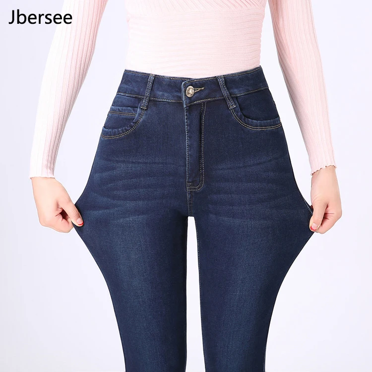 Jbersee High Quality Velvet Warm Thick Jeans Woman Autumn Winter High