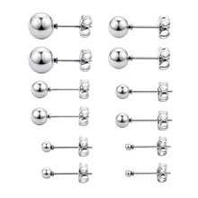 Сережки-гвоздики из нержавеющей стали серебристого и черного цвета, Гладкий Круглый торт, гипоаллергенные сережки унисекс среднего размера 2-8 мм, ювелирное изделие, тренд