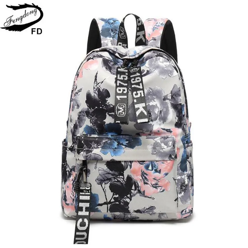 Offerte Fengdong donne pittura cinese dell annata dello zaino della ragazza regalo dei bambini sacchetti di scuola i bambini della scuola zaino zainetto per le ragazze bookbag