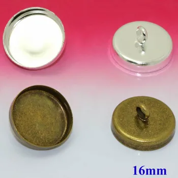 

16mm Blank Round Deep Bezel tray Cups Bases with a Loop Back Circle Bezel Back Loop Buttons Pendant Caps Settings DIY Findings