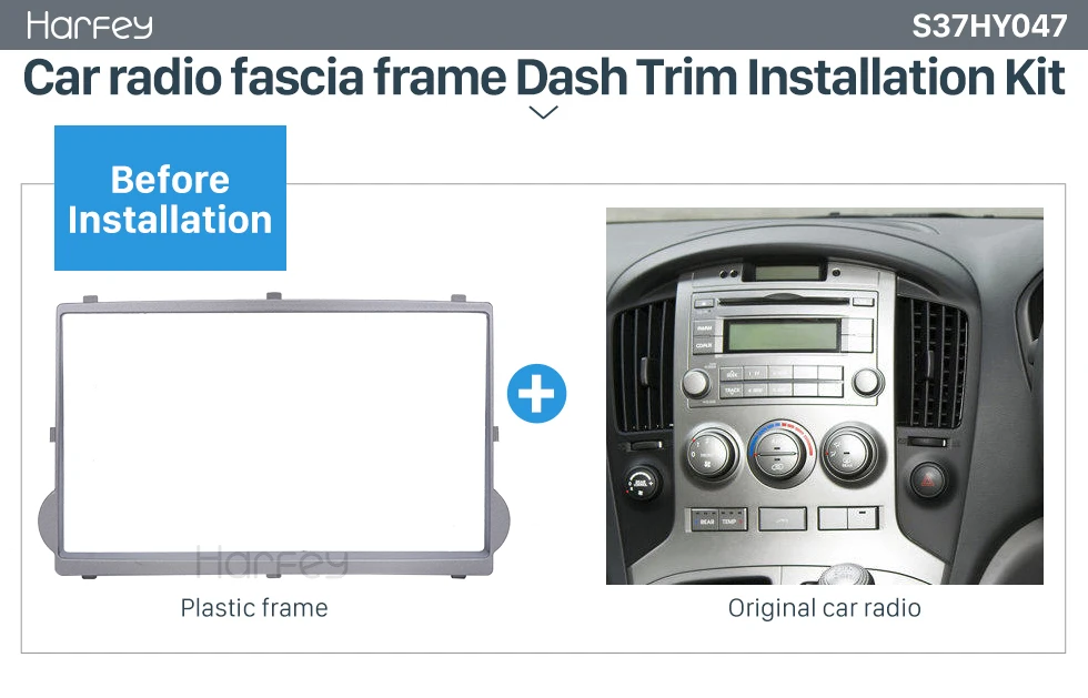 Harfey 2Din Car Autoradio Fascia Dash Bezel Mount Kit for HYUNDAI STAREX H1 2010 DVD Stereo Player Trim Install Frame Dash Kit