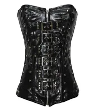 Black Rivet Front Zipper Buckles Punk Demi Cup Corset