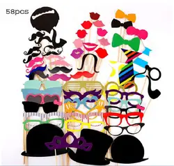 Новый 58 шт./компл. DIY маски реквизит для дня рождения Усы очки Губы Photo Booth Свадебные украшения