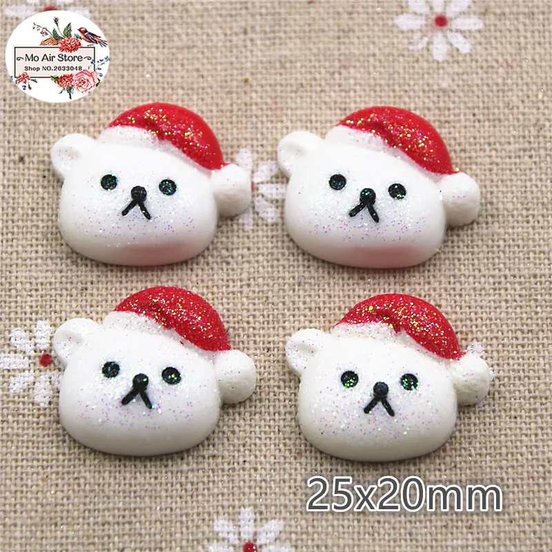 

10pcs resin shiny Christmas bear flatback cabochon for Hair Bow Center, scrapbook,DIY accessories