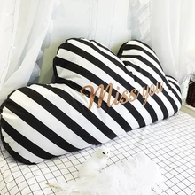 Cute clouds shaped bed pillow cushion 120*60cm for girls, removable washing bedside decoration back striped pillow with core