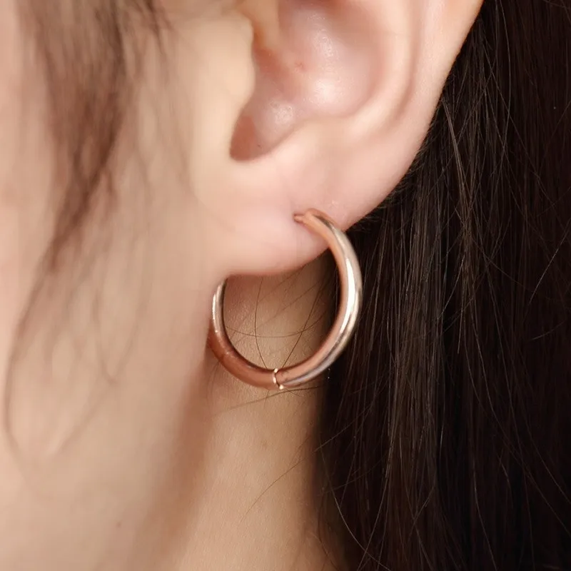 VNOX Basic Stainless Steel Hoop Earrings for Women Man Round Circle Loop Earring aretes 25mm/20mm/11mm Unisex Ear Jewelry 3