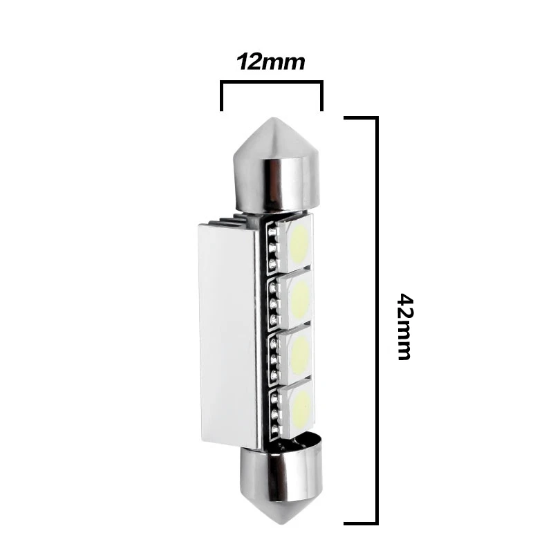 10 шт. 42 мм C5W 4 SMD 5050 светодиодный 4smd белый/синий CANBUS Error Free автомобиля номерной знак света интерьерные лампочки купол с фестонами светодиодные лампы 12V 10X