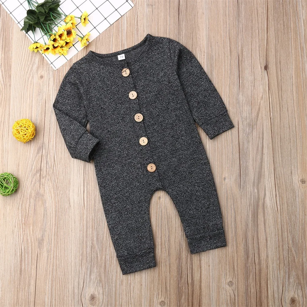 Baby Romper Autumn Newborn Kids Baby Girls Boy Overall Solid Romper Outfits Jumpsuit Size 0-24M
