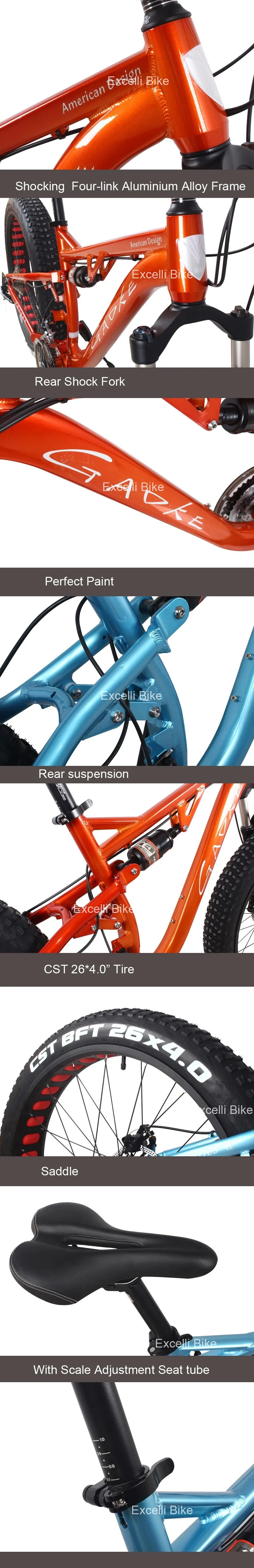 b02-24 Speeds 26X4 SHIMANO M360 Rear Derailleur NUTT Oil Disc Brake(For Oil brake bike) Shocking  Four-link Aluminium Alloy Frame Rear suspension frame