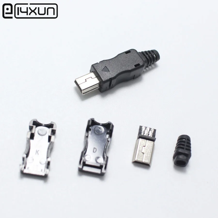 Мини USB 5 Pin T порт 10 комплектов штекер 4 в 1 металлический с пластиковой крышкой $