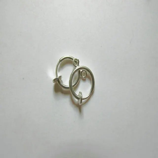 11mm Spring Clip On Hoops Earrings Non Pierced Comfy Silver Color 11mm Spring Clip On Hoops Earrings Non Pierced Comfy Silver Color Fake Ear Ring