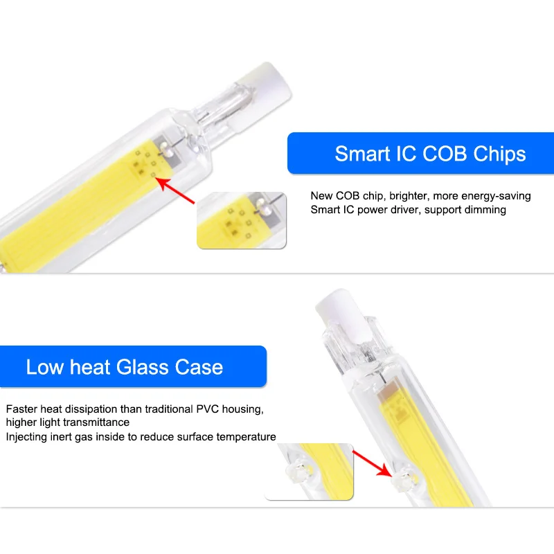 = K) = 1 шт./5 шт. светодиодный R7s COB лампы 220V 110V 78 мм 118 мм 135 мм Диммируемый светодиодный лампы заменить галогенные светильник R7S Точечный светильник лампочка