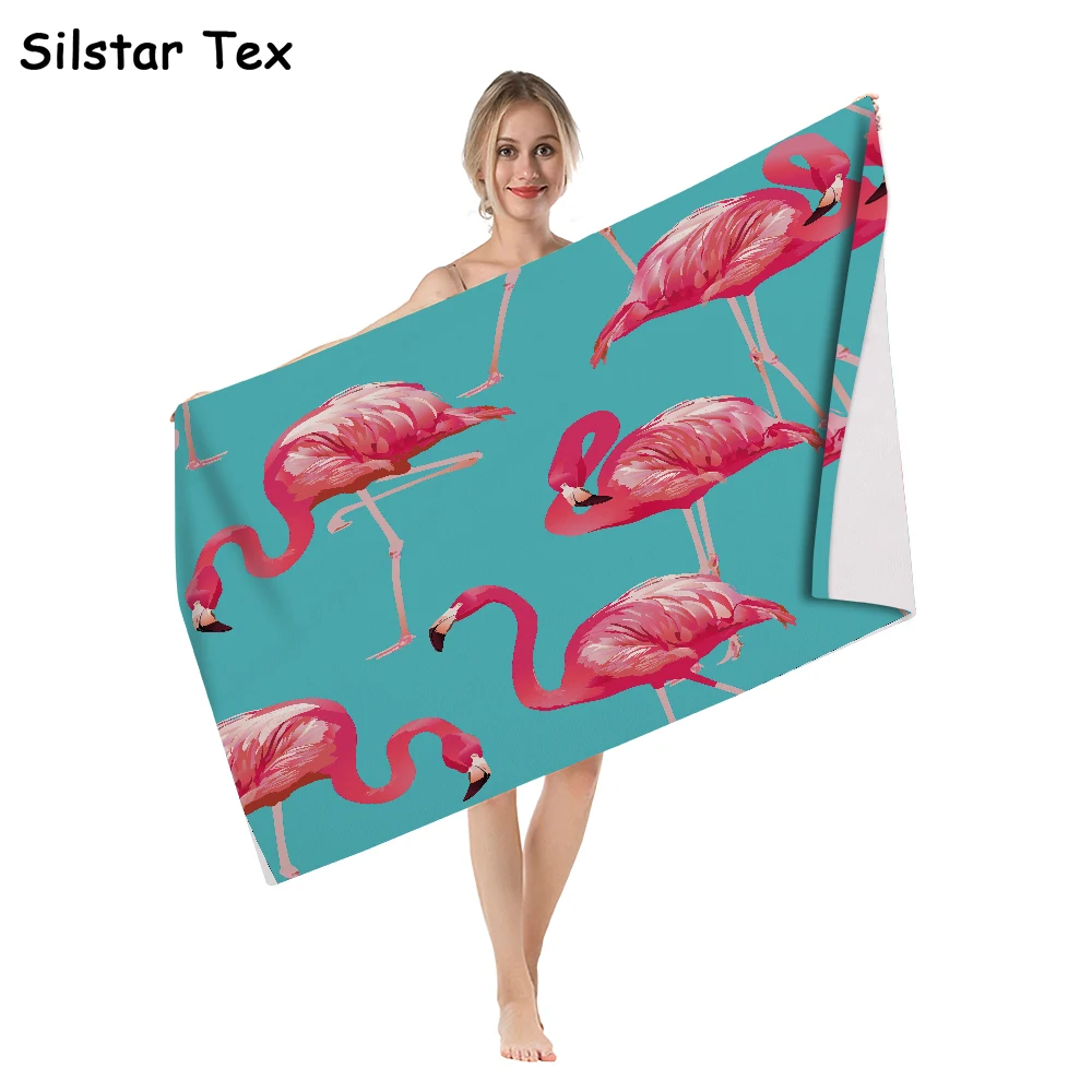 

Silstar Tex Flamingo Bath Towel Large Beach Towels Microfiber Travel Outdoor Swimming Gym Bathroom Towels