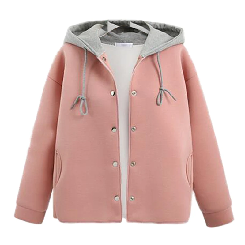 Hot Spring Autumn Women Jackets Vestidos Plus Size Casual Loose Solid Single Breasted Space cotton Hooded Jacket For Women Coats (6)