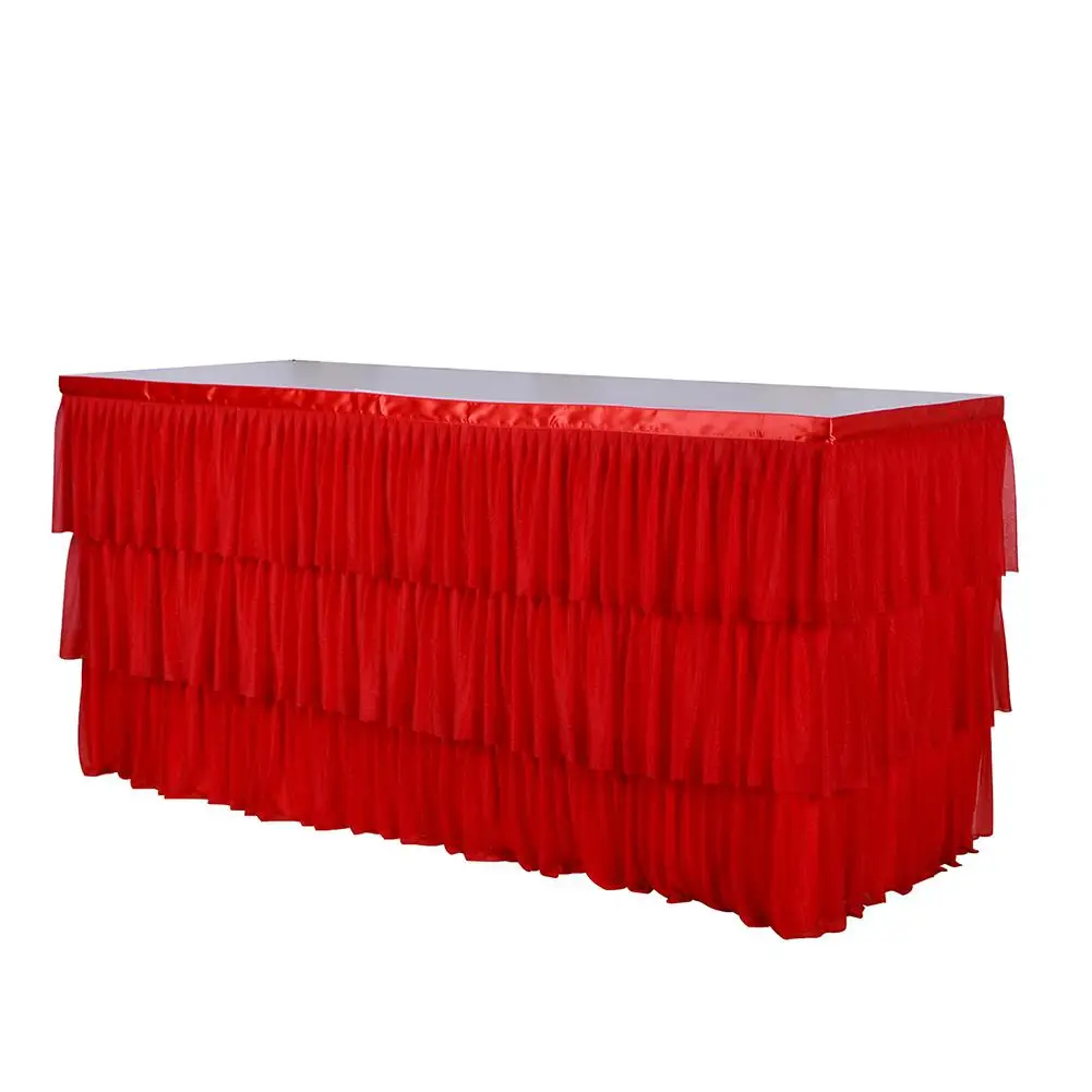 

Adeeing 3-Layer Elastic Mesh Fluffy Table Skirt Tulle Tableware Tablecloth for Party Wedding Birthday Home Decoration