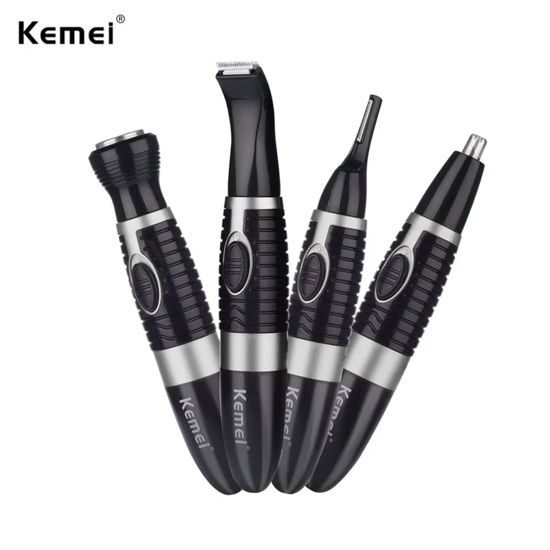 3 in 1 Multi-functional Nose Ear Hair Trimmer Beard Eyebrow Hair Clipper Cutter Safe Scraping Grooming Temple Sideburns Cut Set - Цвет: Серебристый