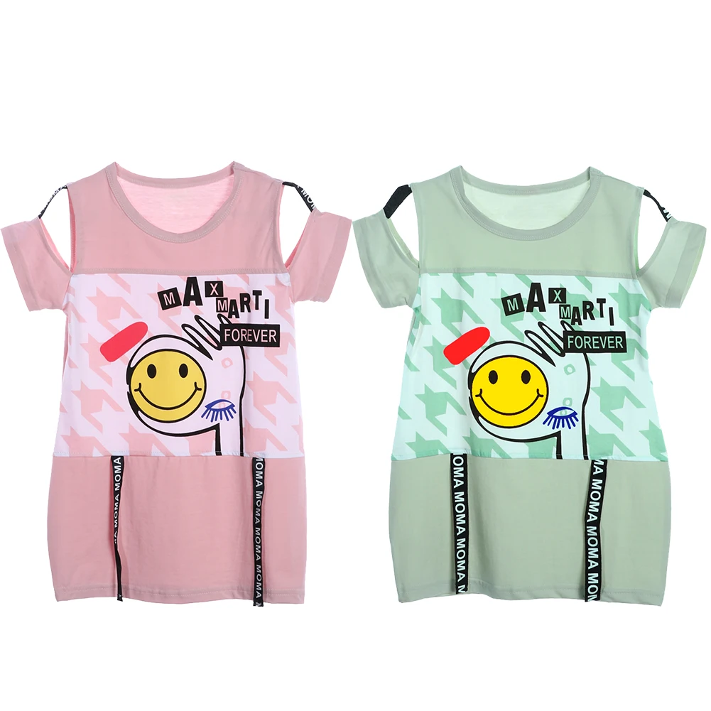 

Baby Girls T-shirt Smiling Face Printing Short Sleeve T-shirt Children Tops Kids Summer Beach Clothes