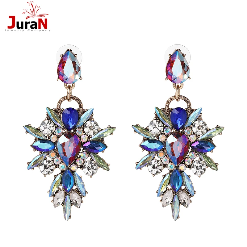 JURAN 2019 Новые Красочные цветы брендовые очаровательные большие серьги Роскошные