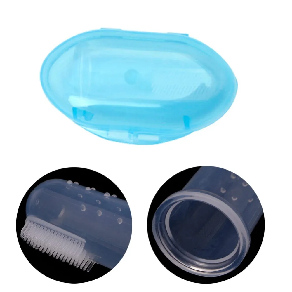 New Kids Infant Soft Silicone Finger Toothbrush Teeth Rubber Massager Brush Box