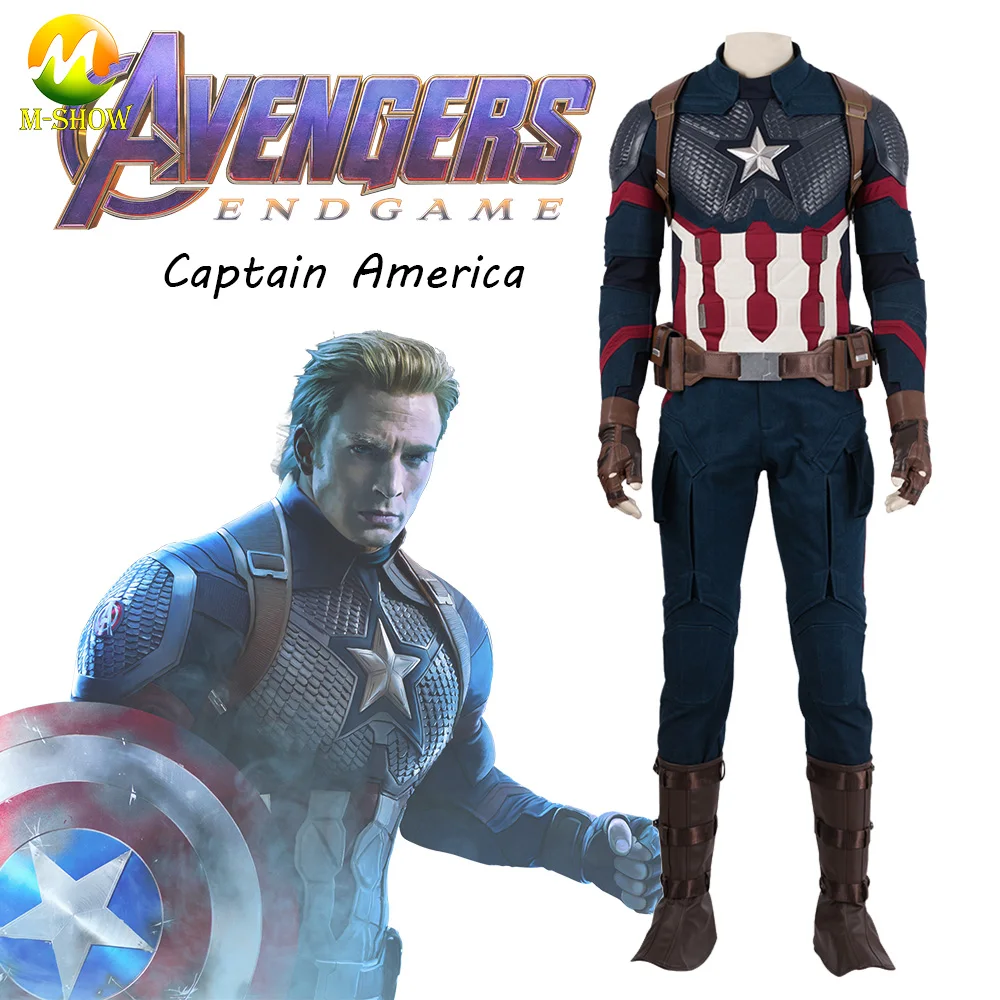 Avengers Endgame Captain America Cosplay Costume Steve Rogers Cosplay Full Set Christmas Carnival Halloween Party