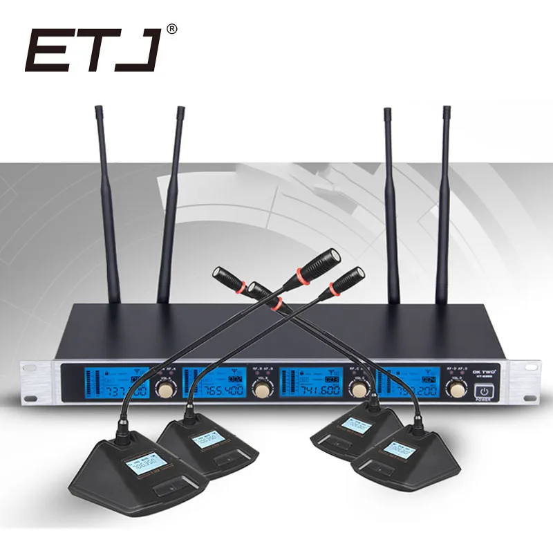 

Four Channel Wireless Conference Microphone System Professional Microphone 4 Channel Dynamic 4 Handheld Microphone