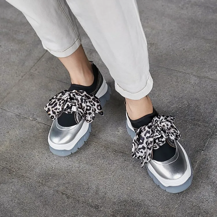 

MLJUESE 2020 fashion sneakers cow leather bow-tied casual shoes autumn spring Dad sneakers Vulcanize Shoes fashion sneakers