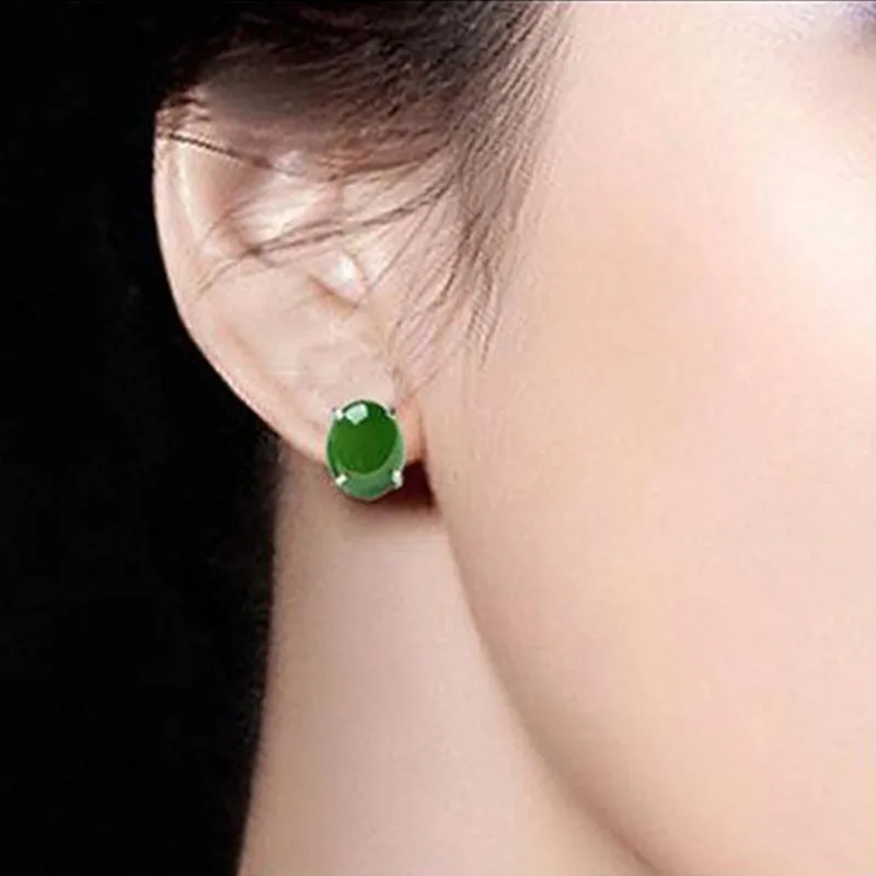 

2 Pairs/Lot Natural Green Malay Jadee Round Stud Earrings Beautiful Earring Trendy Women's Fashion Jades Jewelry