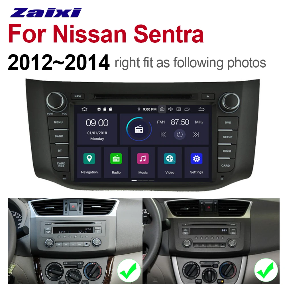 Clearance ZaiXi 4GB android 9.0 car dvd player for Nissan Sentra 2012~2014 Multimedia GPS Navigation Map Autoradio WiFI Bluetooth HD 5