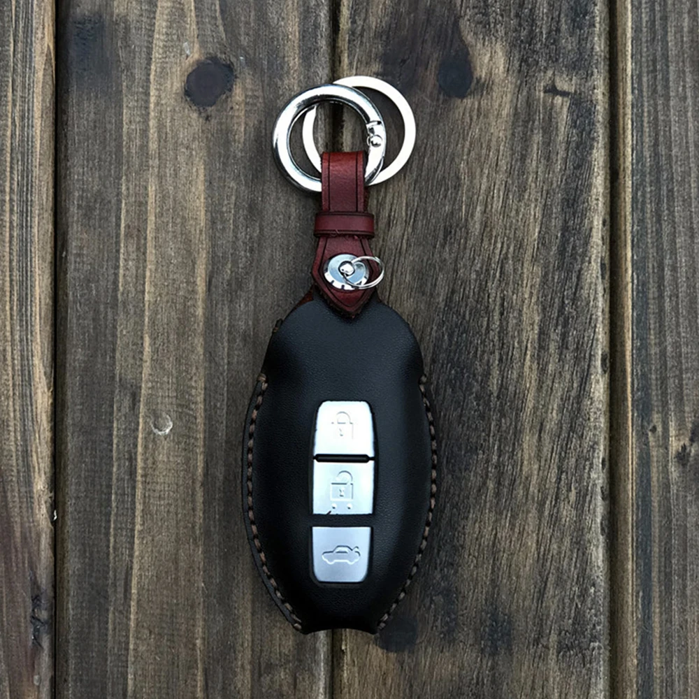 Leather Car Key Case Cover Holder Shell for Nissan Qashqai Bluebird