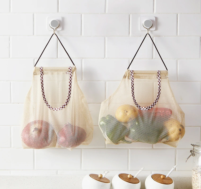 1pc Hanging Storage Kitchen Onion Garlic Organizer Net Fruit Vegetable