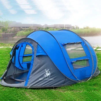 HUI LINGYANG throw tent outdoor automatic tents throwing pop up waterproof camping hiking tent waterproof large family tents 2