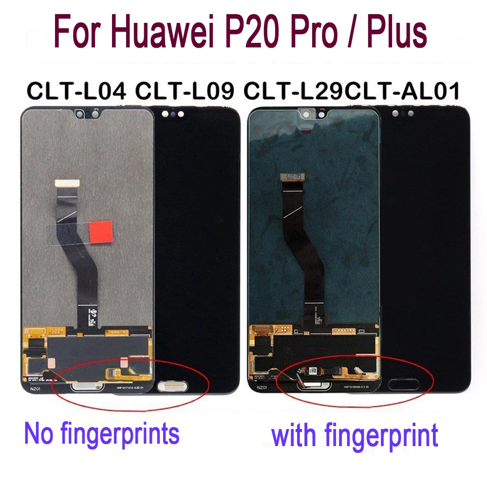 

With Fingerprint For Huawei P20 Pro LCD Display Touch Screen Digitizer Assembly For P20 Pro L09 L29 AL01 LCD P20 Plus Display