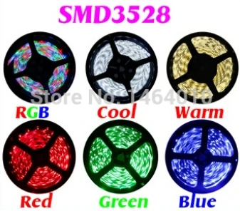 

5M/roll 300LEDs DC 12V RGB/Red/Green/Blue/Cool Warm/White SMD3528 Flexible LED Strip Light for Christmas Home Decoration