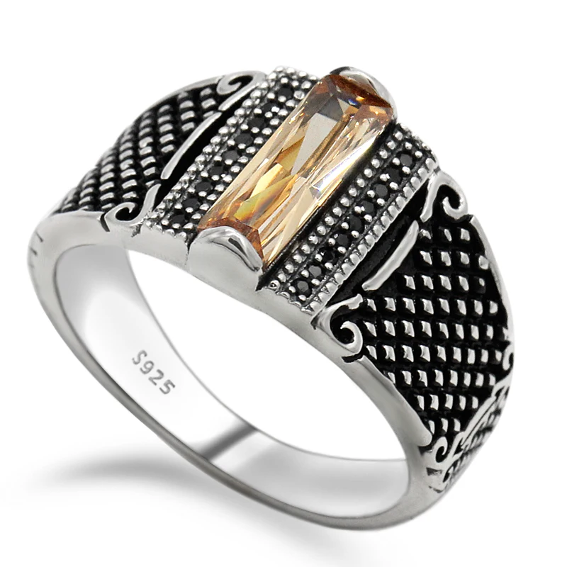Мужское кольцо золотого цвета, простое одинарное 925 Серебряное кольцо с кубическим цирконием, ювелирные изделия в европейском стиле панк для мужчин, уличное модное ювелирное изделие