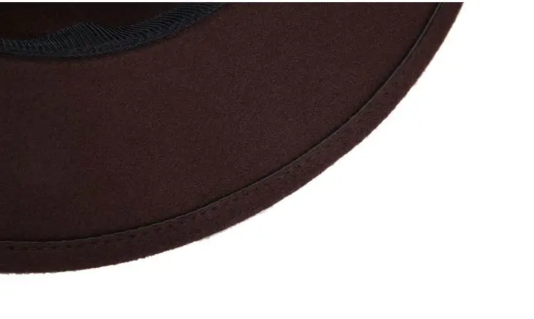 Новая модная однотонная мужская Шляпа Fedora на осень и зиму, шерстяная кожаная Мужская винтажная Классическая Шапка Sombrero