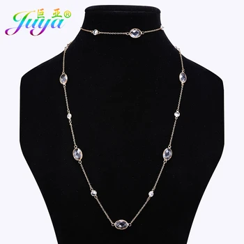 

2017 New Arrival Long Chains Natural Stone Pendant Zircon Connector Charm Women Fashion Sweater Necklace For Christmas Gift