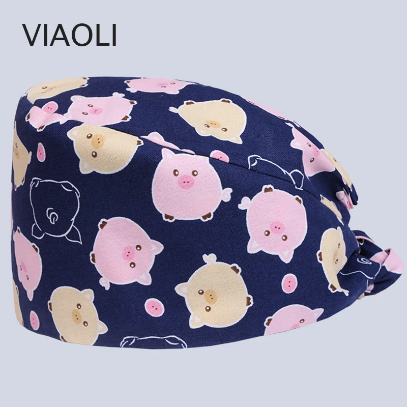

Viaoli New high quality surgical cap pet doctor hat dentist hat beauty hospital professional cap printing cotton scrub hats