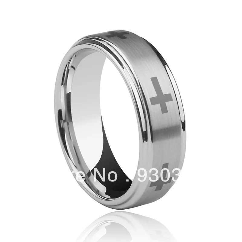 

Free shipping customize tungsten cross Jewelry wedding bands for man