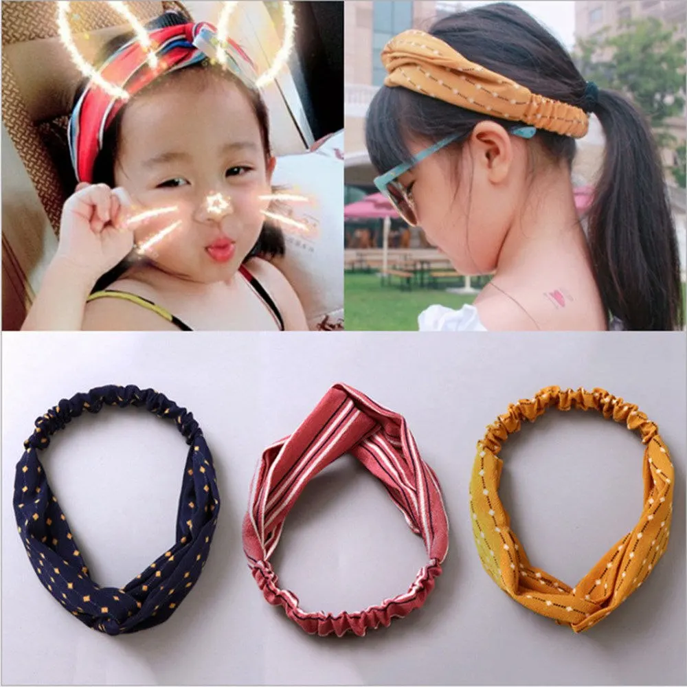 Girl Spring Suede Soft Solid Headbands Vintage Cross Knot Elastic Hairbands Bandanas Girls Hair Bands Accessories W0210 | Детская одежда