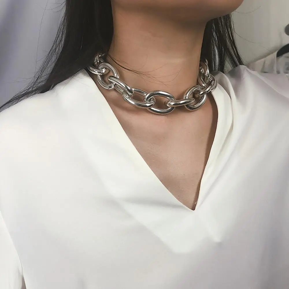 

New Punk Choker Necklace Exaggeration Vintage Gold Sliver Alloy Geometric Necklaces For Women Hip hop Jewelry Drop Shipping