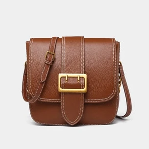 DOYUTIG Европейский стиль женские роскошные сумки через плечо из натуральной кожи классические седла из натурального нубука кожаные сумки на плечо F642 - Цвет: Brown Leather