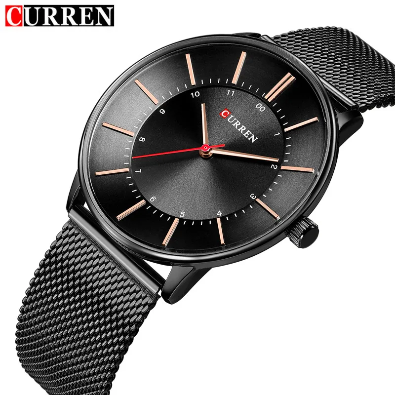 

2018 Men's Fashion Business Quartz Watch Curren Mens Watches Top Brand Luxury Black Stainless Steel Waterproof Men Wristwatches