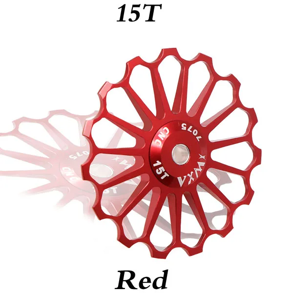 VXM MTB дорожный велосипед Керамика Шкив алюминиевого сплава задний переключатель 8 T/10 T/11 T/12/13 T/14/15 T/16 T/17 T руководство велосипед Керамика подшипник опорное колесо - Цвет: 15T Red