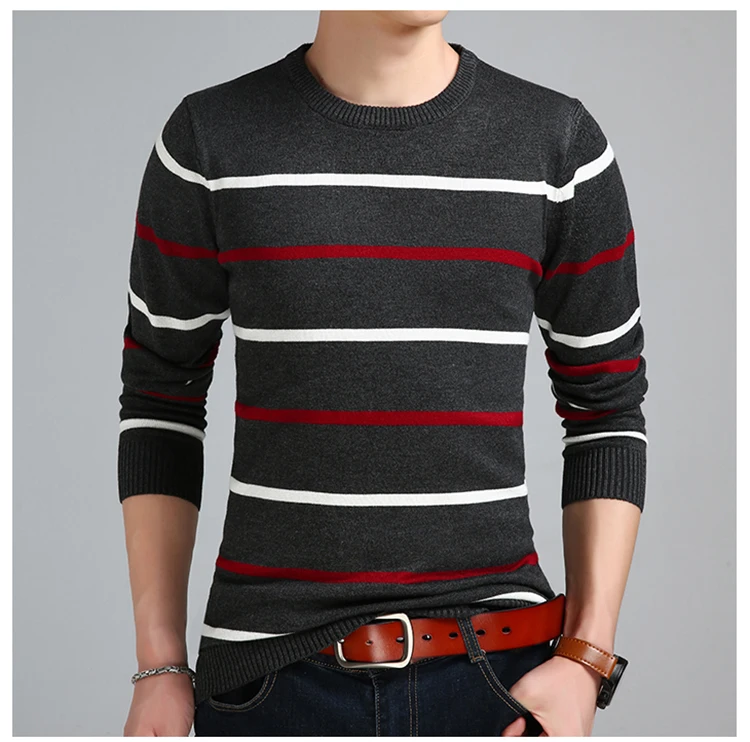 Бренд Social, хлопок, тонкий мужской пуловер, свитера, повседневный вязаный полосатый вязаный свитер, Мужская облегающая трикотажная одежда