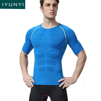 IYUNYI Men Body Shapers T-shirt High Quality Mens Posture Corrector Tight Chest Shapers Shapewear Men Fat Burning Fitness Tops
