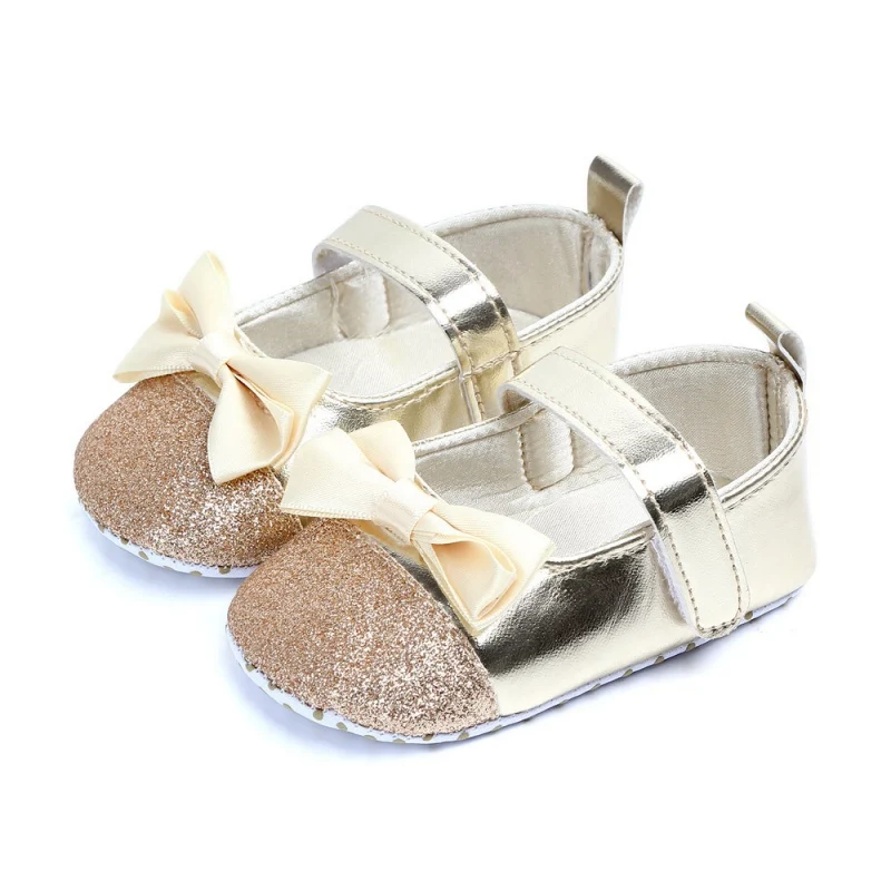 

Cute Baby Girls Shoes PU Newborn First Walkers Solid Soft Soled Non-slip Footwear Baby Shoes Princess Party Gift 0-12M