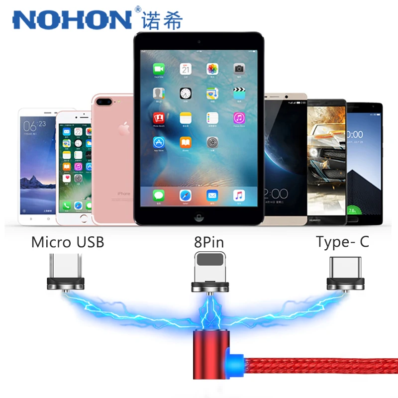 NOHON Магнитный l-образный кабель для быстрой зарядки Micro usb type C для samsung Xiaomi iPhone Универсальный Магнитный шнур для зарядки