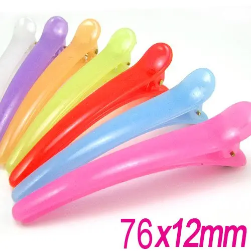 Free shipping!!! 300piece/lot Plastic flat alligator hair clip Assorted 76x12mmin Jewelry
