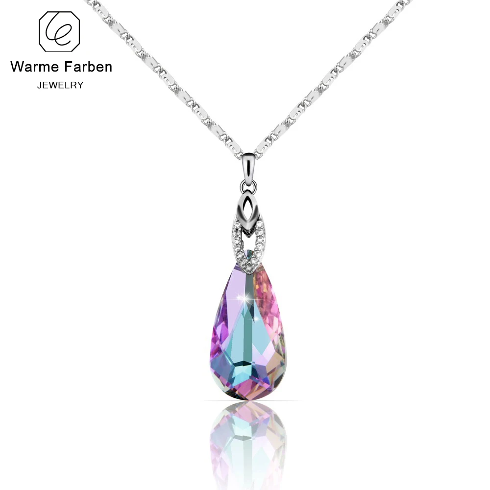 

Warme Farben Fine Jewelry Necklace for Women Water Drop Shaped Pendant Necklace Crystal from Swarovski Birthday's Gift Collares
